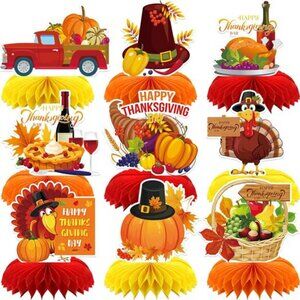 Thanksgiving Table Decorations - 9Pcs Fall Table Decorations 3D Fall